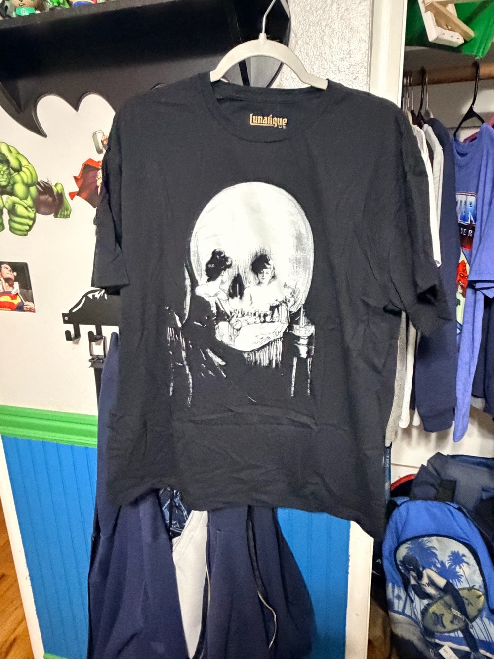 Black Skull Graphic Tee by - Short Sleeve